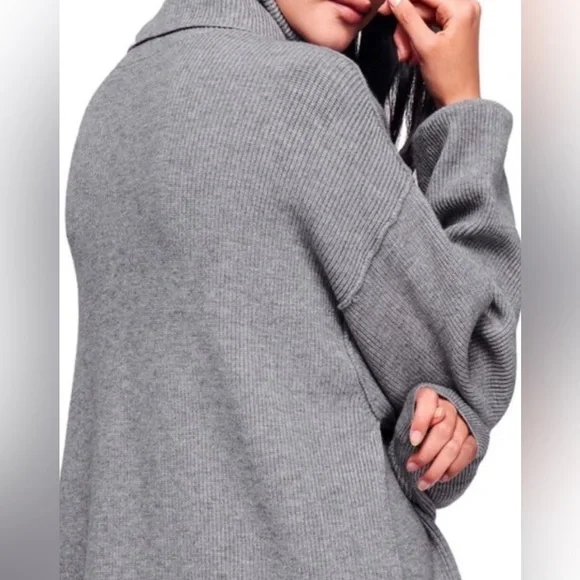 FREE PEOPLE ribbed knit turtleneck sweater grey size medium - Picture 3 of 9